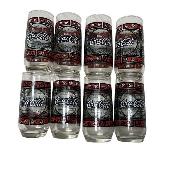 RARE-1 Vintage Coca-~Cola Glass Tiffany Style Stained, PRICE IS FOR ONE GLASS - Picture 16 of 17